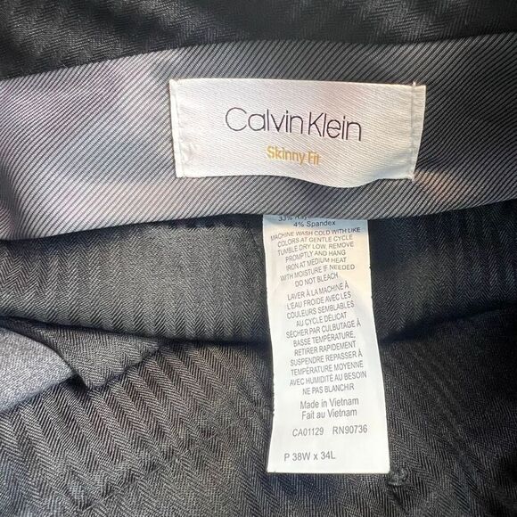 CALVIN KLEIN Mens Grey STRETCH Skinny Fit Business Dress Pants Slacks 38x34 - Picture 3 of 8